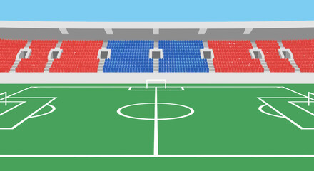 Soccer field with white lines markings. © Azrha