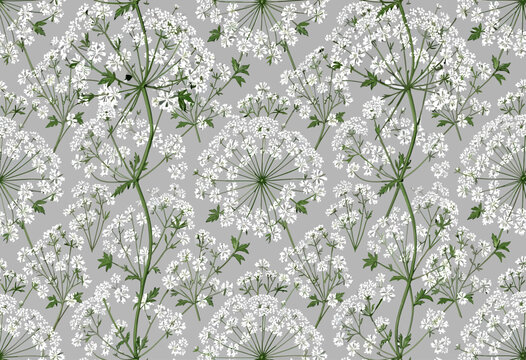 Delicate seamless botanical pattern featuring green climbing vines and small white flowers for spring wallpaper organic packaging and elegant textile prints.