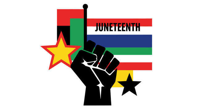 Juneteenth Celebration Fist Symbol Emblem. Vector Illustrations. EPS Editable