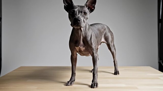 Xoloitzcuintli dog standing alone.