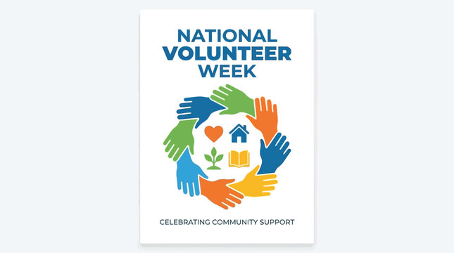 National Volunteer Week Community Support. Vector Illustrations. EPS Editable