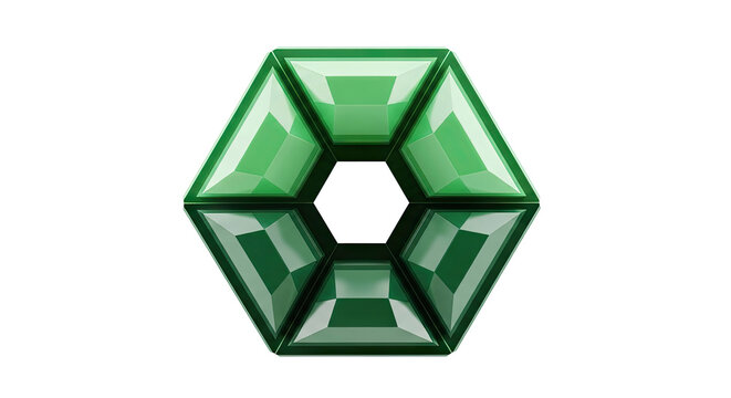Green Hexagonal Gemstone Logo with Facets