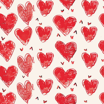 Red Hearts Pattern For Romantic Design.