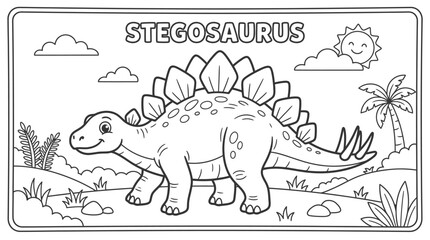 Stegosaurus dinosaur toy walking alone. © Apolobay