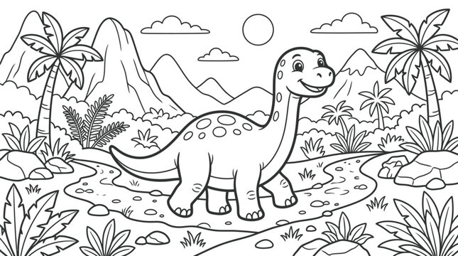 Dinosaur standing alone in landscape.