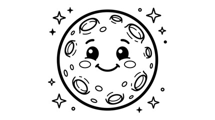 Smiling Moon Cartoon Character Face. © Payu