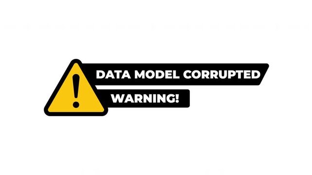 Data Model Corrupted Warning Symbol Animation With Yellow Hazard Icon For Ai Digital Futuristic Alert On White