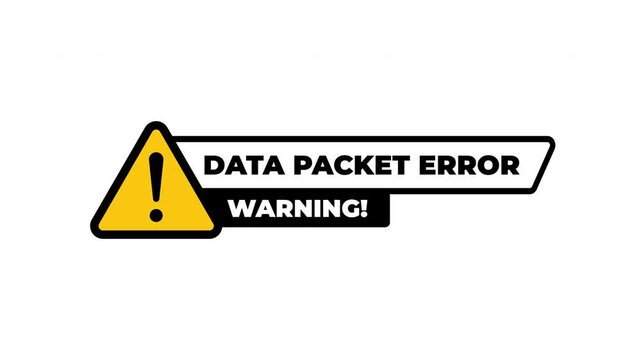 Data Packet Error Warning Symbol Animation With Yellow Hazard Icon For System Alert On White