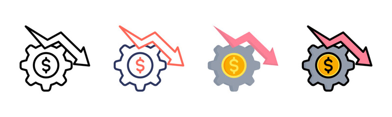 Obraz premium Reduce Cost icon set multiple style collection