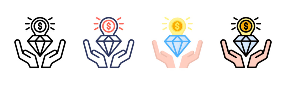 Business Value icon set multiple style collection