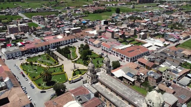Santa Rosa de Viterbo, Boyaca - Colombia. February 27, 2026. Catholic parish located in the town's main park.