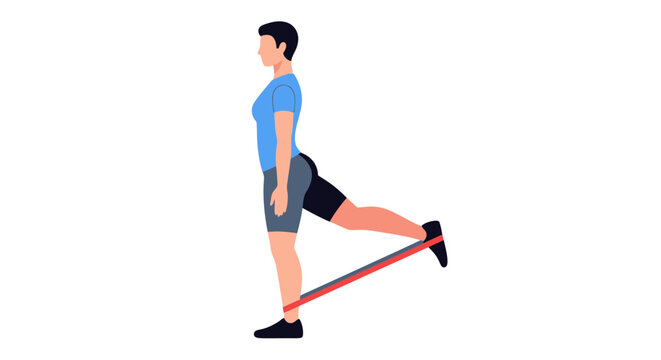 Woman doing leg kickback exercise with resistance band