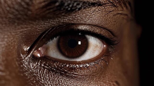 High Contrast Artistic Close-Up of Dramatic Pupil Dilation with Cinematic Suspense