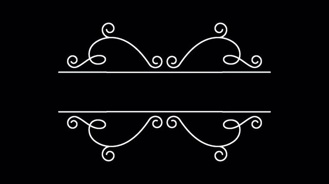 brust line lower third animation with alpha channel, for text and title, ornamental divider motifs. Decorative divider for wedding and anniversary