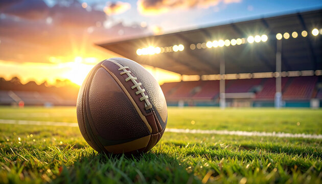 American football on a green field