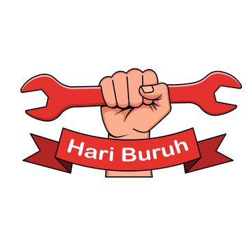 Hari Buruh Labor Day Vector Illustration with Hand and Wrench