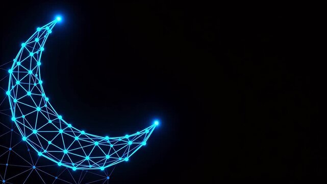 Blue crescent moon geometric pattern