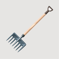A detailed illustration of a pitchfork. Gardening tool vector.