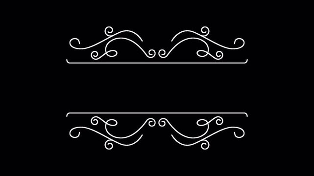brust line lower third animation with alpha channel, for text and title, ornamental divider motifs. Decorative divider for wedding and anniversary