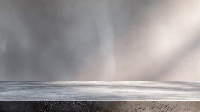 Empty tabletop as the main subject serving as a neutral branding base, soft abstract studio background with subtle tonal gradients, diffused ambient lighting creating smooth transitions and calm atmos