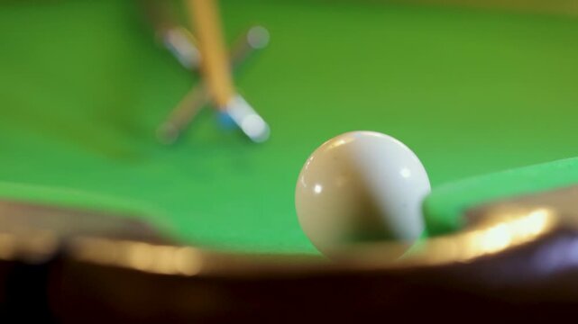 Red Snooker Ball Being Potted Close Up