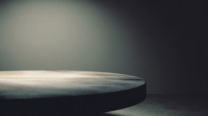 Empty tabletop as the main subject symbolizing open narrative potential, background fading into a dark neutral space, controlled low-key lighting emphasizing emptiness and depth, top-down shot with a 