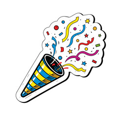 Fototapeta premium Vector Pinocut Colorful celebration with a party popper bursting with joy.