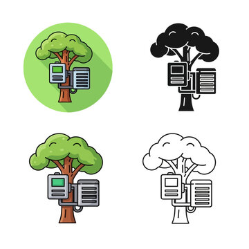 Tree with smartphone and laptop computer on white background  technology and nature  eco friendly devices