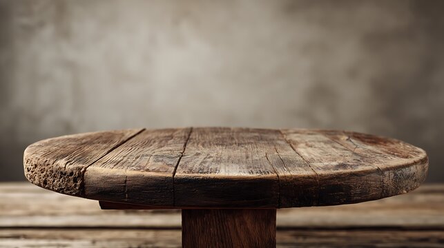 Empty wooden tabletop as the main subject expressing calm natural simplicity, background with soft tonal fade and earthy palette, balanced ambient lighting maintaining softness, centered composition w
