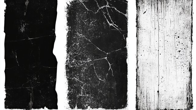 Distressed black grain texture set with grunge scratches overlay