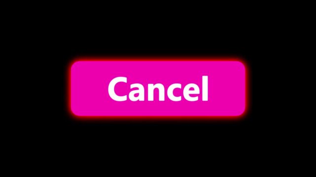 Click on cancel button with computer arrow cursor animation on transparent background, UI button press action, 4K video with alpha channel.
