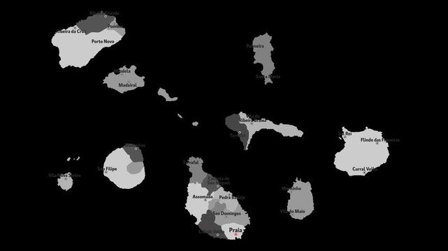 Vector map of Cape Verde with names of cities and with borders city
