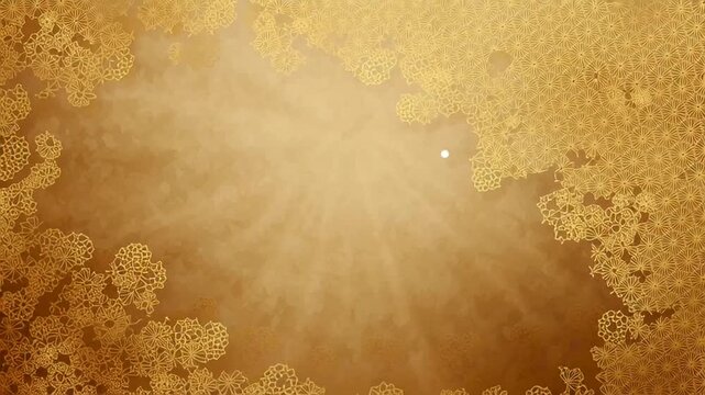 Golden light shining through abstract background.