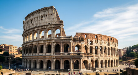 Obraz premium A wide angle shot of the historic Roman amphitheater