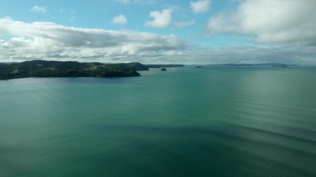 Drone Flying Over Open Sea Near Orewa
