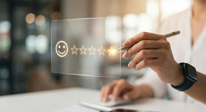 Customer rating feedback concept with digital review interface