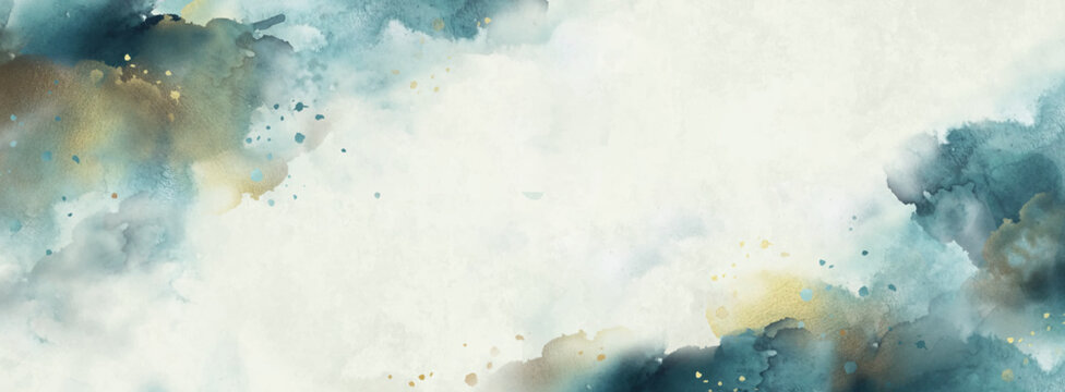 和風, 背景, 夏, 水彩, テクスチャ, ベクター, 雲, 波, 水, 暑中見舞い, 和紙, 夏祭り, 青, 水色, 金箔, 金, 空, しぶき, 飛沫, 筆, 筆書き, にじみ, 海, テキストスペース, ビジネス, イラスト