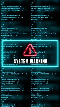 system warning hacked mobile phone screen. Error signal loop. Virus code and software hack concept. Cyber security. Vertical video footage