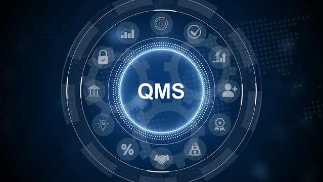 Quality management system business and industrial technology concept. QMS, Modern Business, Technology, Motion graphics of icon symbol background