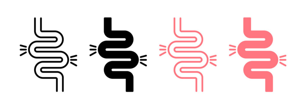 Gut constipation icons collection