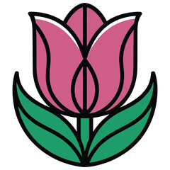 Obraz premium Illustrated depiction of a lotus flower with green leaves and pink petals