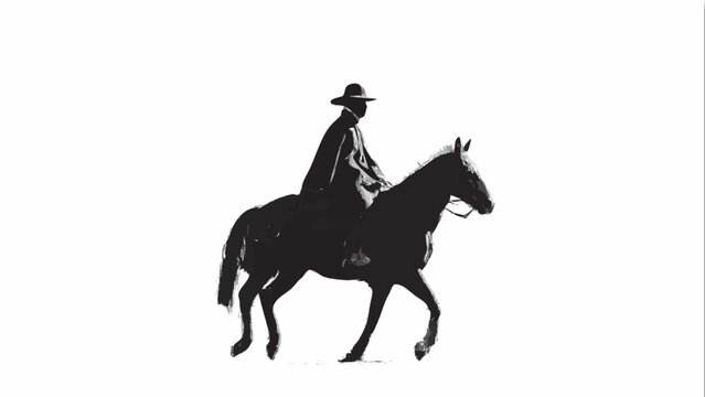 silhueta de homem montado no cavalo isolado fundo branco conceito rural cavaleiro minimalista