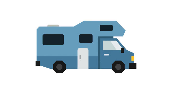 Blue RV Camper Van - Motorhome Vehicle Illustration
