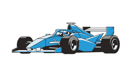Obraz premium Modern Blue Formula Racing Car Isolated on White Background, Speed Concept