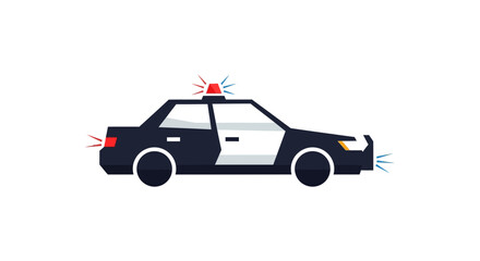 Modern Police Car Icon with Flashing Red and Blue Lights © Anisah