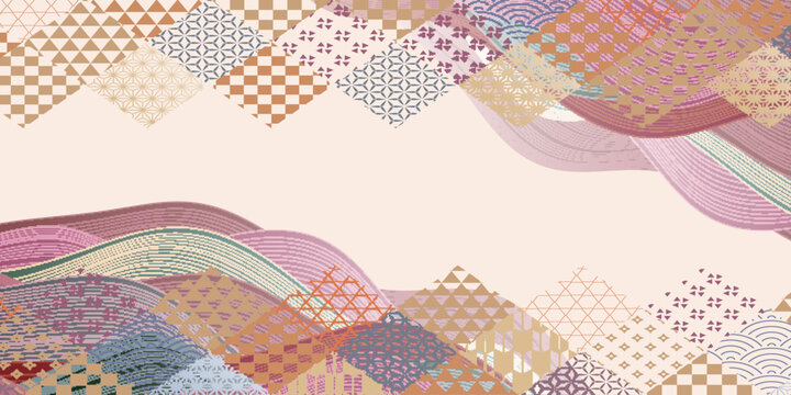 Elegant Japanese Traditional Pattern Background with Wavy Lines