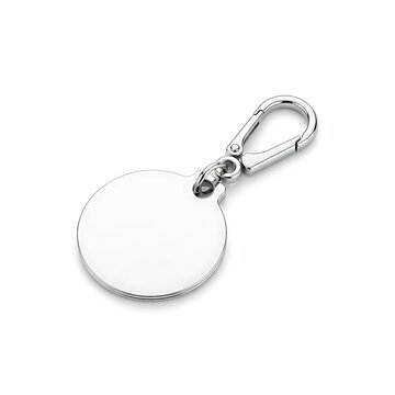 Metal round keychain with clasp isolated on white background