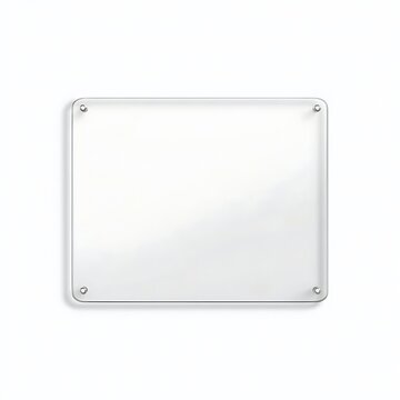 Blank rectangular frosted acrylic sign or name plaque secured by metal rivets on white background