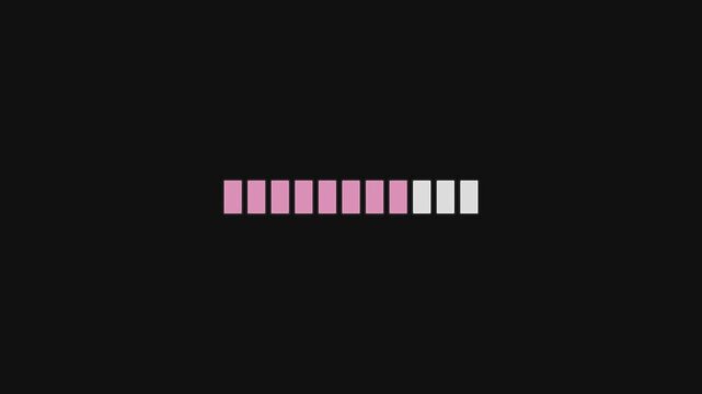 Retro Pink Segmented Loading Bar Animation on Dark Background