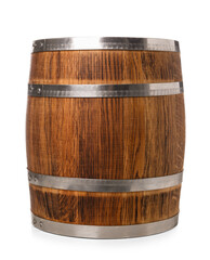 Obraz premium Wooden barrel isolated on white background